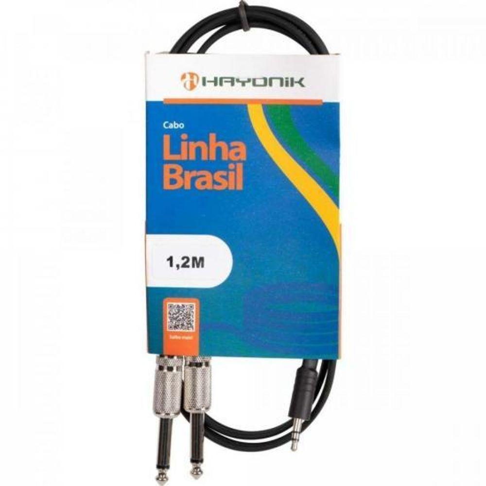 Cabo De áudio Linha Brasil P2 Estéreo X 2 P10 Mono 1,5m Preto Hayonik [f003] - 1