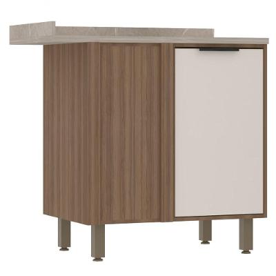 Balcão De Cozinha Com Tampo Canto Reto 95 Cm 1 Porta Aspen Luciane Móveis beige