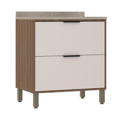 Balcão De Cozinha Com Tampo 80 Cm 2 Gavetões Aspen Luciane Móveis beige