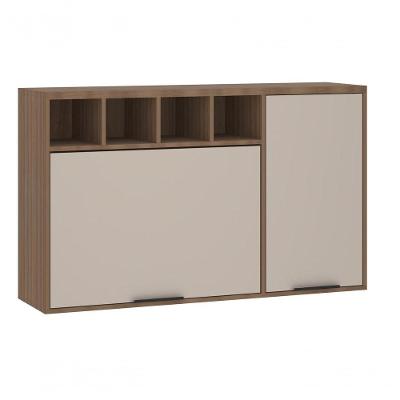 Armário Aéreo 120 Cm 1 Porta Fechada E 1 Porta Basculante Com Nicho Superior Aspen Luciane Moveis beige