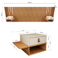 Cabeceira Casal E Queen Ripada Manila 2 Mesas E Led Nature/perola Nature/perola - 4