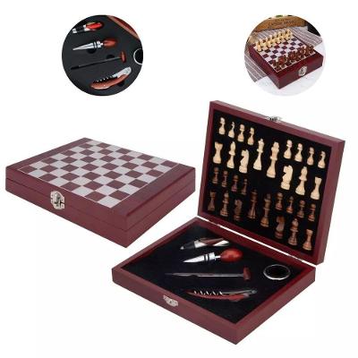 Kit Vinho Xadrez Premium 5 Peças Estojo Maleta Luxo Grande