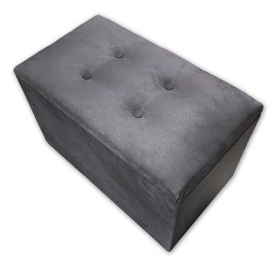 Puff Baú Banqueta Retangular Organizar E Decorar Suede 60cm Cinza