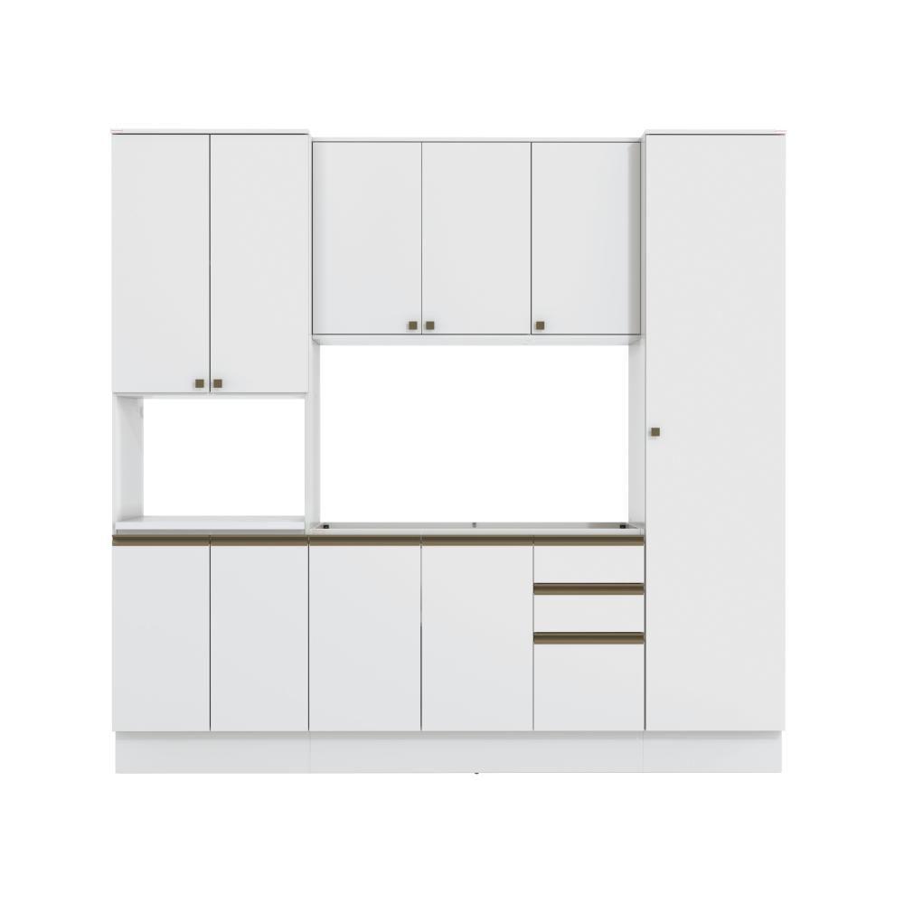 Cozinha Compacta Com Kit Forno Celeste Kappesberg 100% Mdf Branco 240cm - 2
