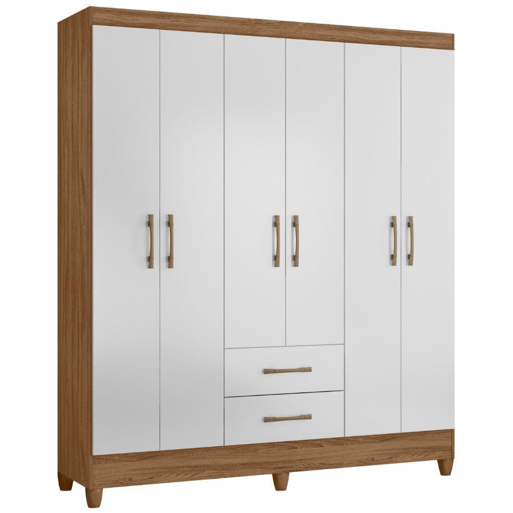 Guarda Roupa Casal Panamá 6 Portas Naturale Branco Moval - 2