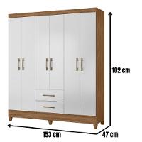 Guarda Roupa Casal Panamá 6 Portas Naturale Branco Moval - 3