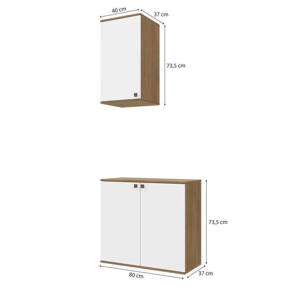 Conjunto Para Banheiro Com Aéreo Kappesberg Celeste 2 Peças Nogueria/branco 80cm - 3