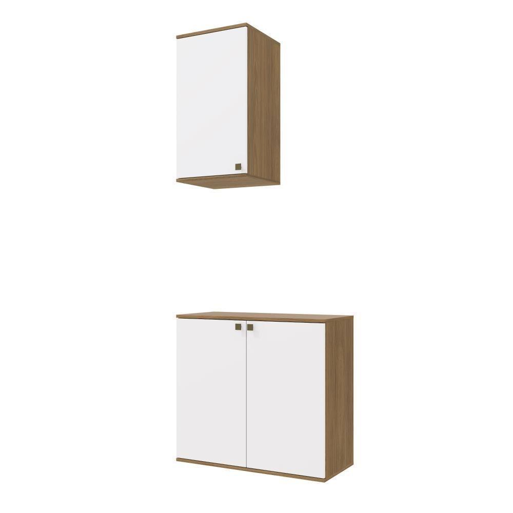 Conjunto Para Banheiro Com Aéreo Kappesberg Celeste 2 Peças Nogueria/branco 80cm - 4