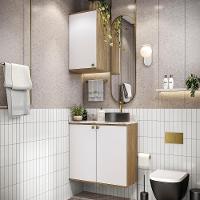 Conjunto Para Banheiro Com Aéreo Kappesberg Celeste 2 Peças Nogueria/branco 80cm - 1