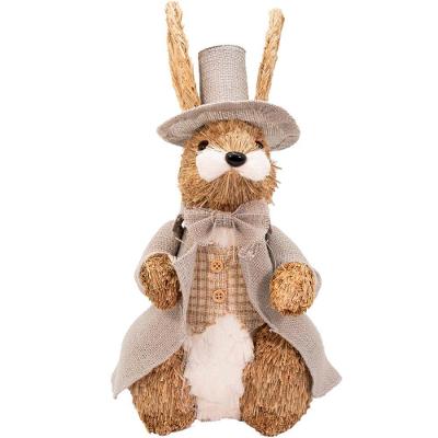 Enfeite Coelhinho De Páscoa Coelho Em Palha Artesanal 37cm