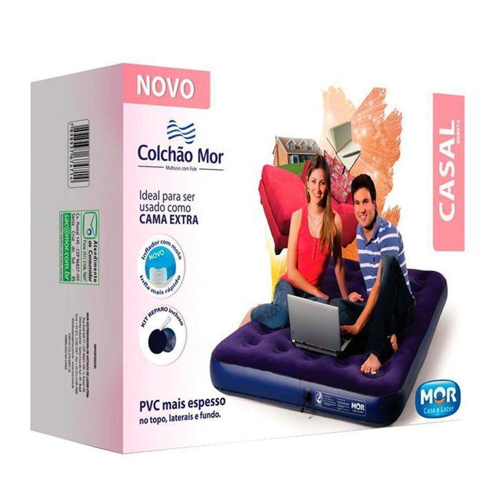 Colchão Inflável Mor Casal Com Fole Azul - 2