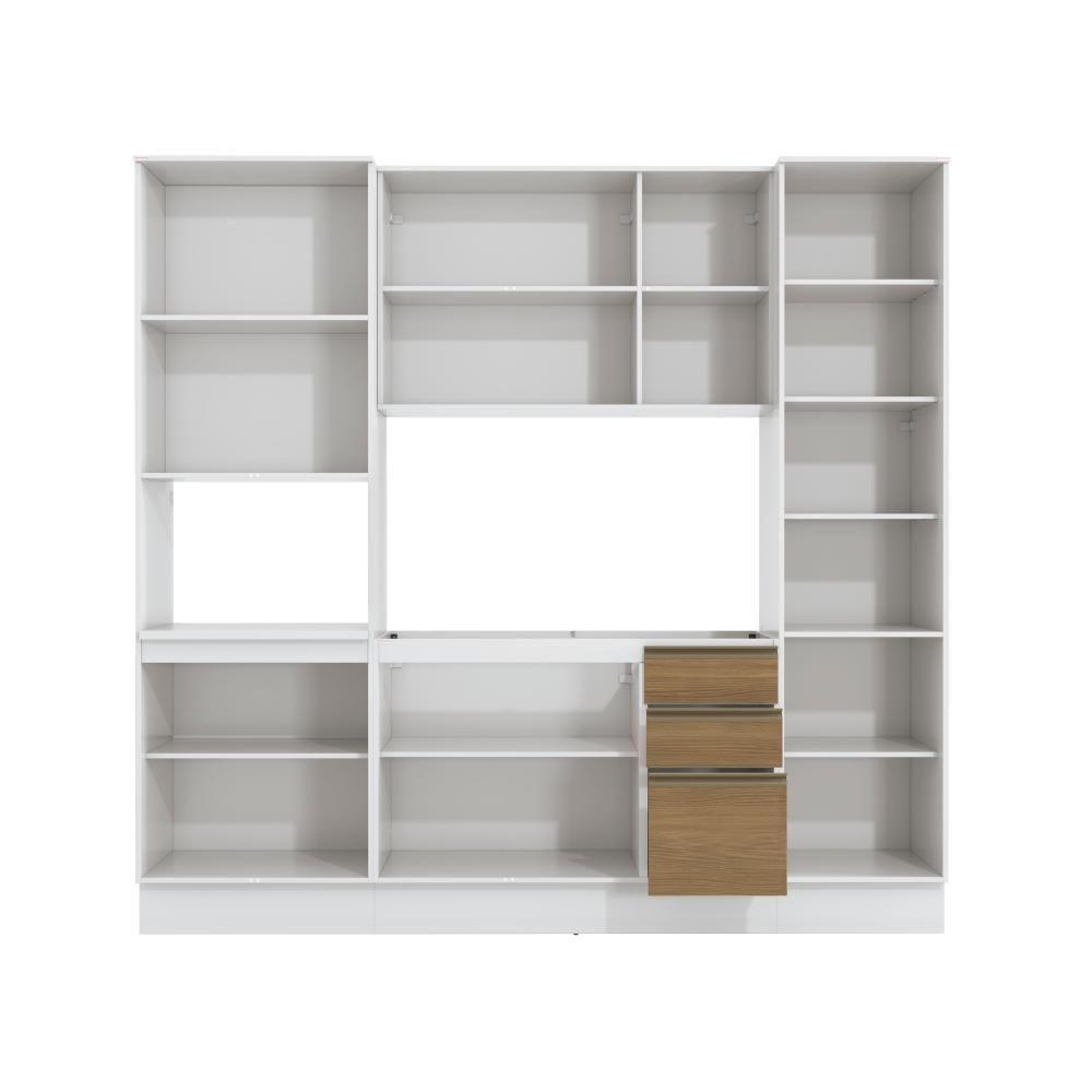 Cozinha Compacta Com Kit Forno Celeste Kappesberg 100% Mdf Branco/nogueira 240cm - 3