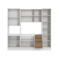 Cozinha Compacta Com Kit Forno Celeste Kappesberg 100% Mdf Branco/nogueira 240cm - 3