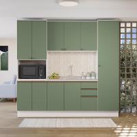 Cozinha Compacta Com Kit Forno Celeste Kappesberg 100% Mdf Branco/verde 240cm - 1