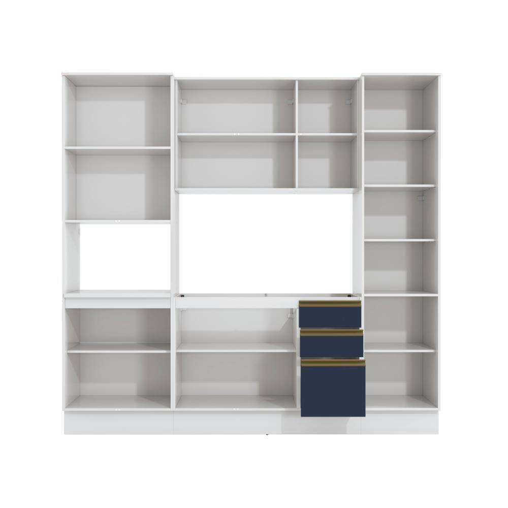 Cozinha Compacta Com Kit Forno Celeste Kappesberg 100% Mdf Branco/azul 240cm - 3