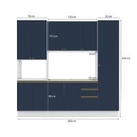 Cozinha Compacta Com Kit Forno Celeste Kappesberg 100% Mdf Branco/azul 240cm - 4
