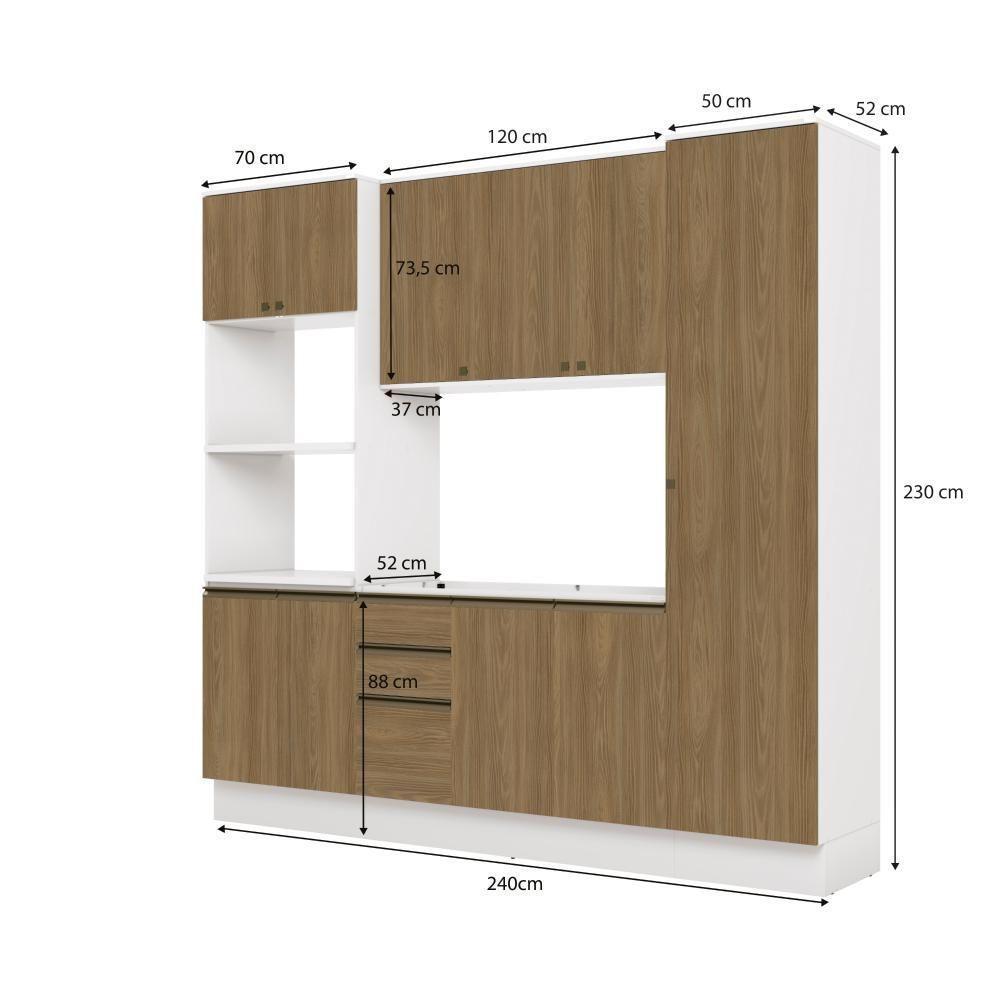 Cozinha Compacta Celeste Kappesberg 100% Mdf Branco/nogueira 240cm - 4