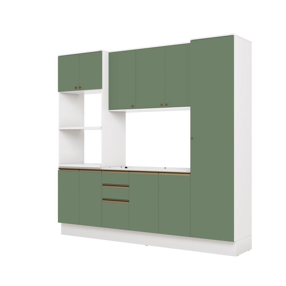 Cozinha Compacta Celeste Kappesberg 100% Mdf Branco/verde 240cm - 2