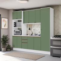 Cozinha Compacta Celeste Kappesberg 100% Mdf Branco/verde 240cm - 1