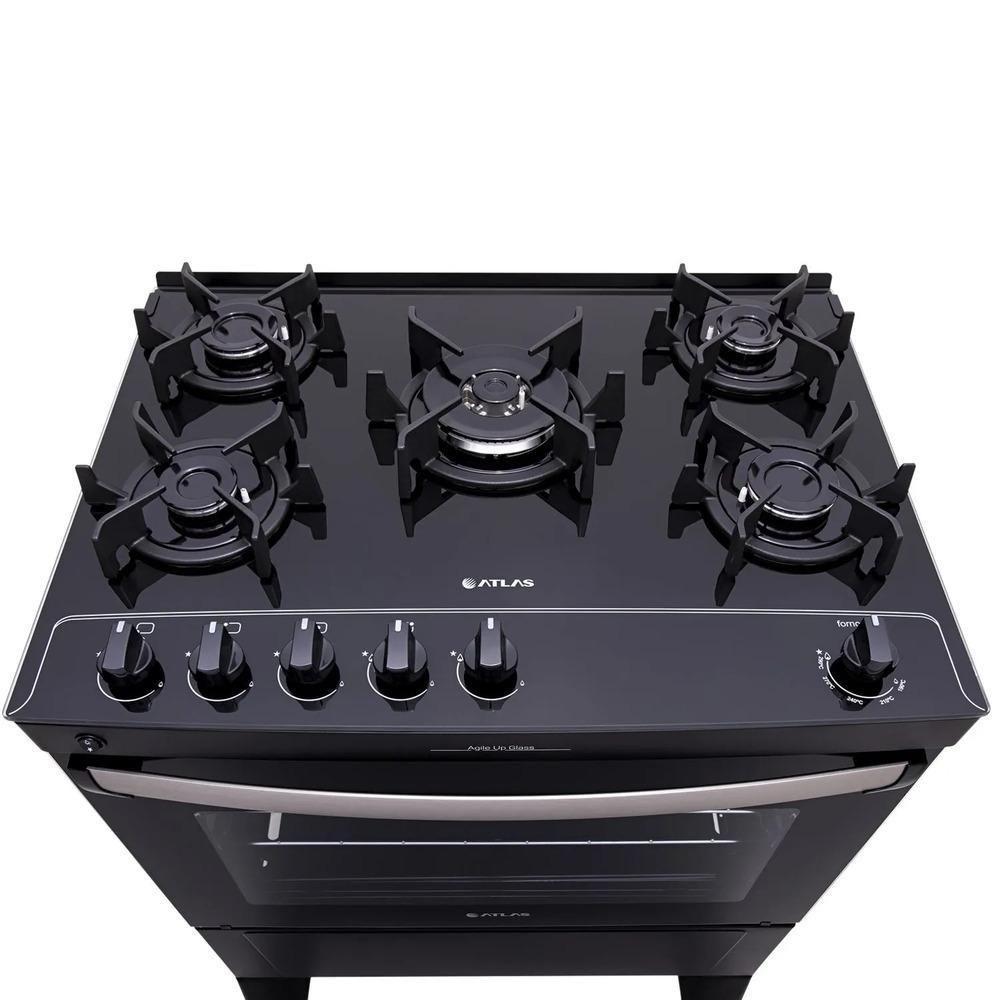 Fogão 5 Bocas Atlas Agile Up Glass Preto Com Mesa De Vidro Bivolt - 4
