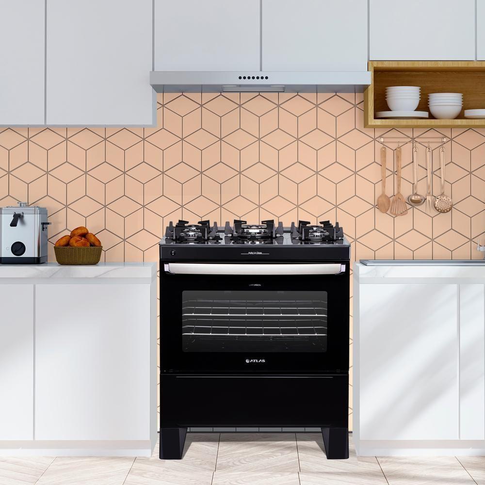 Fogão 5 Bocas Atlas Agile Up Glass Preto Com Mesa De Vidro Bivolt - 5