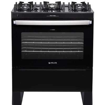 Fogão 5 Bocas Atlas Agile Up Glass Preto Com Mesa De Vidro Bivolt