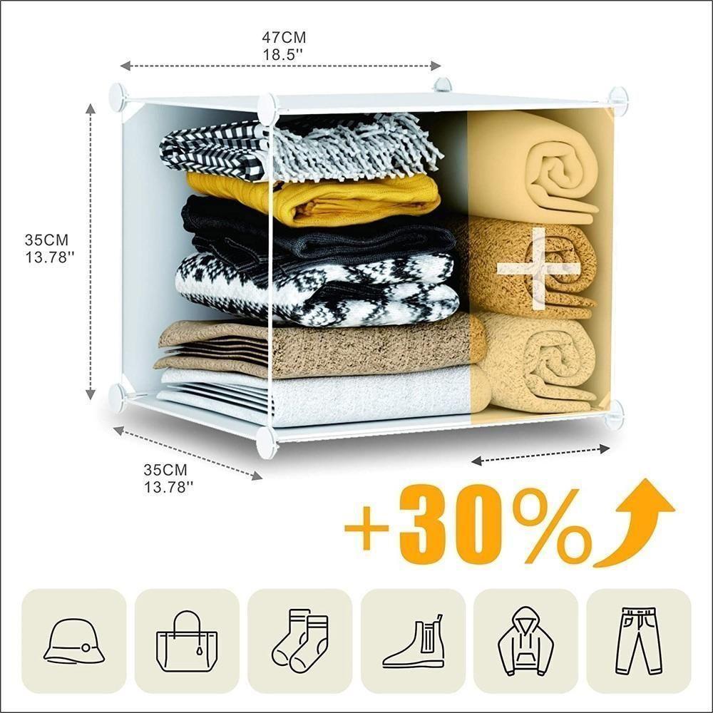 Armario Modular Guarda Roupa Organizador Arara Cabideiro Estante Sapateira Com Portas Compacto - 2