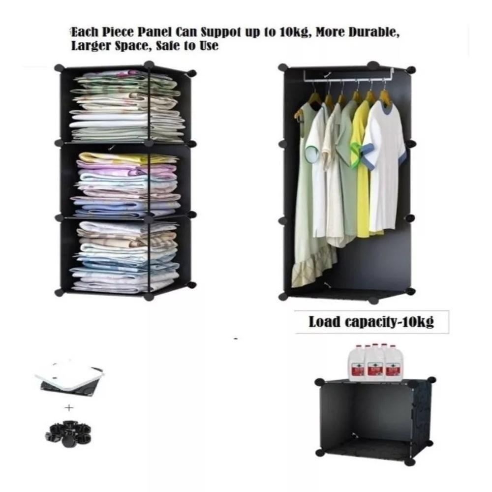 Armario Modular Guarda Roupa Organizador Arara Cabideiro Estante Sapateira Com Portas Compacto - 5