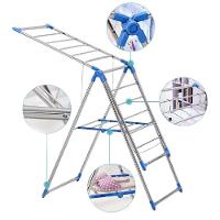 Varal De Chão 2 Andares Dobravel Compacto Portatil Multiuso Lavanderia Apartamento Articulado Seca Roupas Sapatos - 3