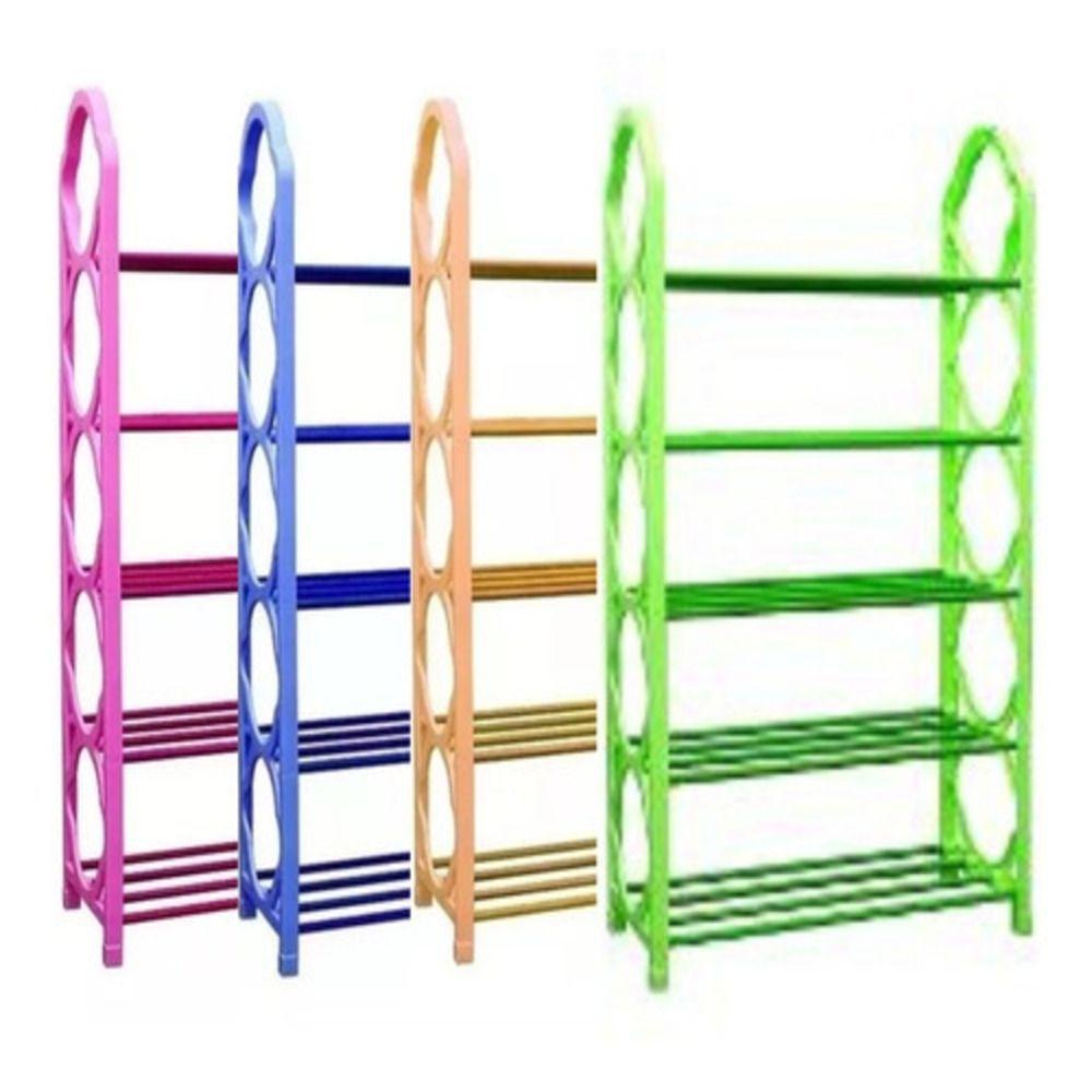 Prateleira Organizador Multiuso Sapateira Ate 10 Pares Grande Estante 5 Prateleiras 20 Sapatos Vertical Verde - 1