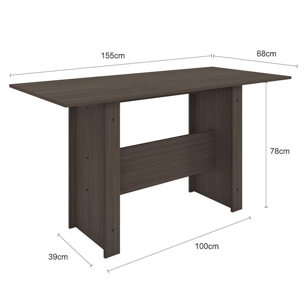 Kit Mesa De Jantar Milano 155x68 Cm Com 6 Cadeiras Milano Amendoa/preto Amendoa/preto - 3