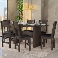 Kit Mesa De Jantar Milano 155x68 Cm Com 6 Cadeiras Milano Amendoa/preto Amendoa/preto - 4