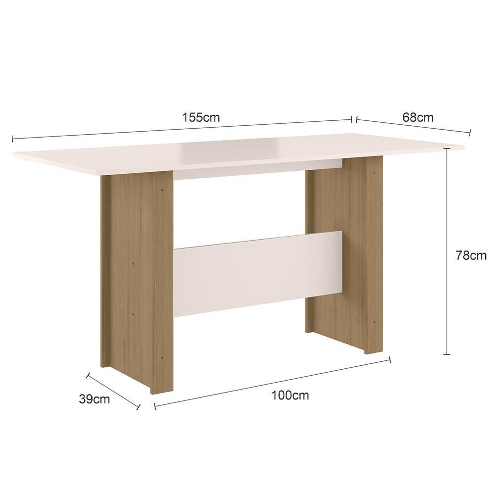 Kit Mesa De Jantar Milano 155x68 Cm Com 6 Cadeiras Milano Carvalho/off White/savana Carvalho/off White/savana - 3