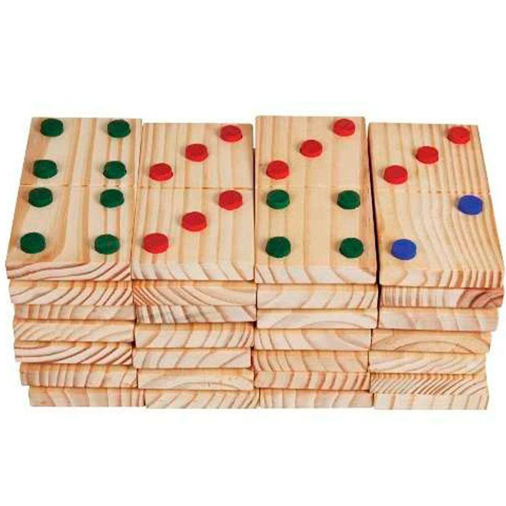 Brinquedo Educativo Jogo Dominó Gigante em Madeira 28 Peças - 1