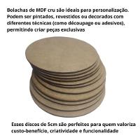 Bolacha Aplique Mdf Cru 5cm Bases Para Pintura Sublimação Com 100 - 7