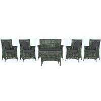 Jogo Sofá 4 Poltronas E Mesa Igapó Preta E11 Trama Original Verde - 1