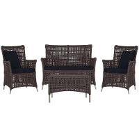 Jogo Sofá 2 Poltronas E Mesa Igapó Fendi E12 Trama Original Marrom - 1