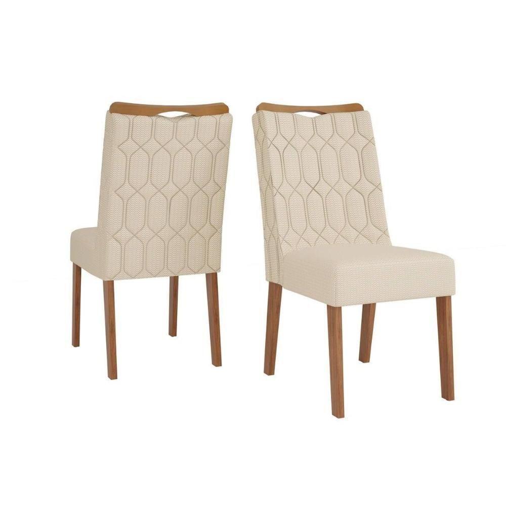 Sala De Jantar Completa Viena Tampo Madeirado C- Vidro 136cm E 6 Cadeiras Bia Freijo-off White - Suede Kraft - Dj Móveis - 4