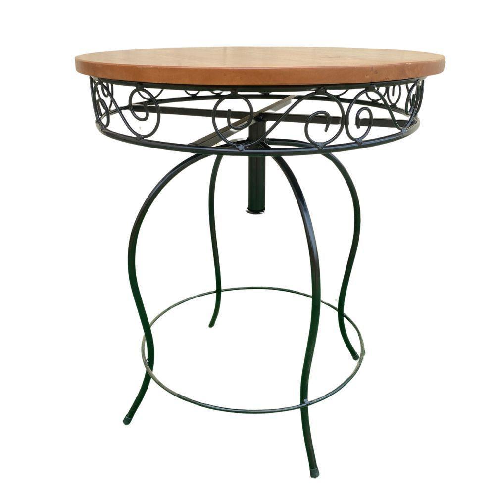 Mesa Redonda Em Ferro E Madeira 70cm Modelo Bolinha Sudeste Rústico - 1