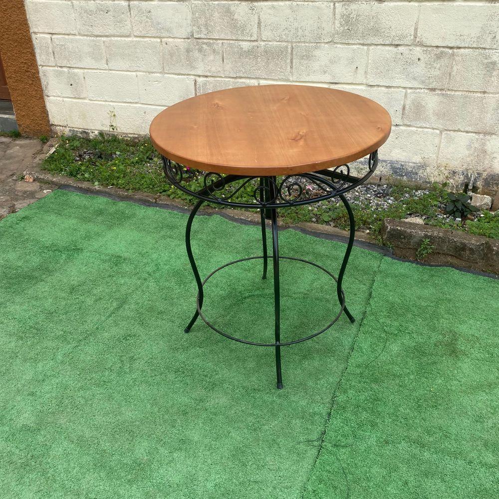 Mesa Redonda Em Ferro E Madeira 70cm Modelo Bolinha Sudeste Rústico - 4