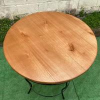 Mesa Redonda Em Ferro E Madeira 70cm Modelo Bolinha Sudeste Rústico - 2