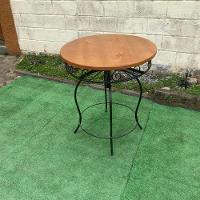 Mesa Redonda Em Ferro E Madeira 70cm Modelo Bolinha Sudeste Rústico