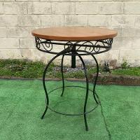 Mesa Redonda Em Ferro E Madeira 70cm Modelo Bolinha Sudeste Rústico - 5