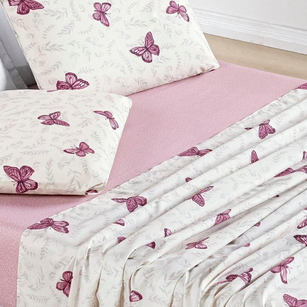 Jogo De Cama Avere Solteiro 03 Peças - Borboletas - 2