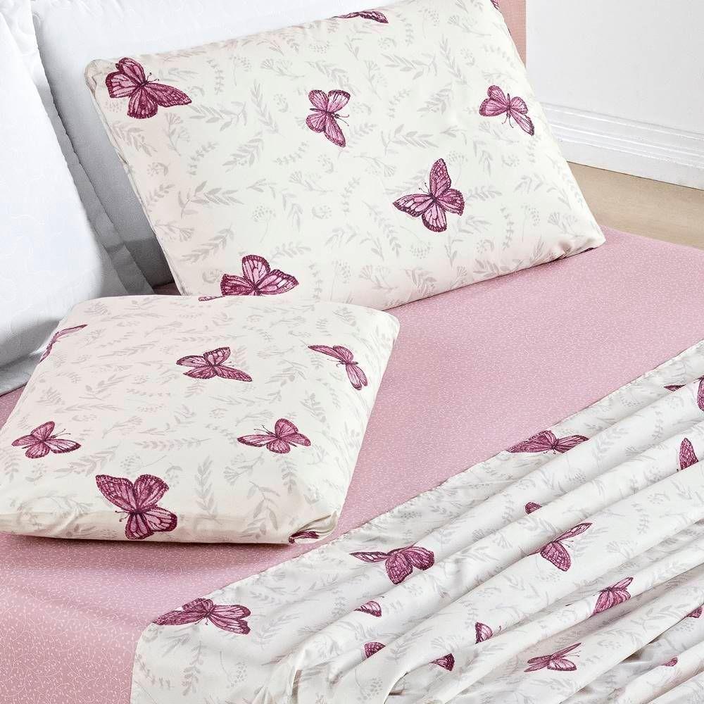 Jogo De Cama Avere Solteiro 03 Peças - Borboletas - 2