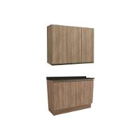 Cozinha Maxxi 3 Peças (1 Aéreo + 1 Balcão + 1 Complemento) C3p10 Nogal-preto Brilho - 1