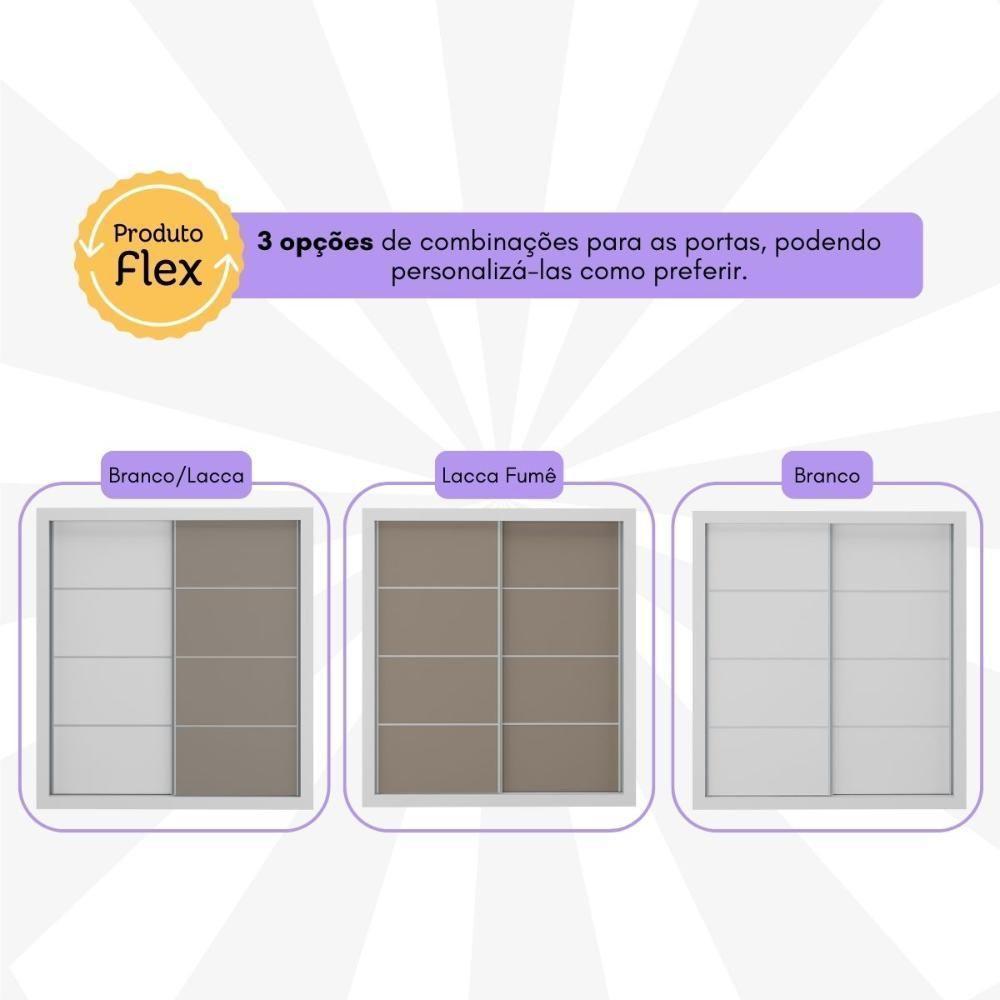 Guarda-roupas Casal E Cabeceira Com 2 Mesas De Cabeceira Multimóveis Mp4337 Branco - 6