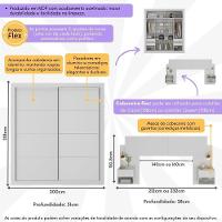 Guarda-roupas Casal E Cabeceira Com 2 Mesas De Cabeceira Multimóveis Mp4337 Branco - 3