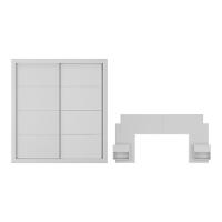 Guarda-roupas Casal E Cabeceira Com 2 Mesas De Cabeceira Multimóveis Mp4337 Branco - 7