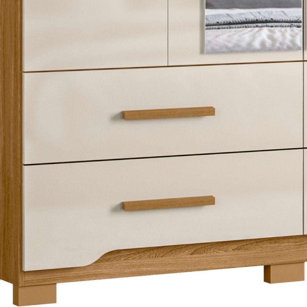 Guarda Roupa Solteiro Miami Com Espelho 4 Portas Freijó Off White Moval - 6